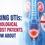 Recurring UTIs and hidden urological causes illustrated with kidneys, bladder, urinary tract, and bacteria.